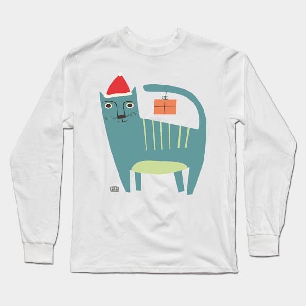 Weihnachtskatze / Santa Cat Long Sleeve T-Shirt by FrFr